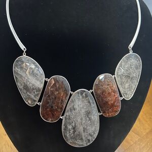 Rose and Silver Rutilated Quartz 10 1/4 " necklace